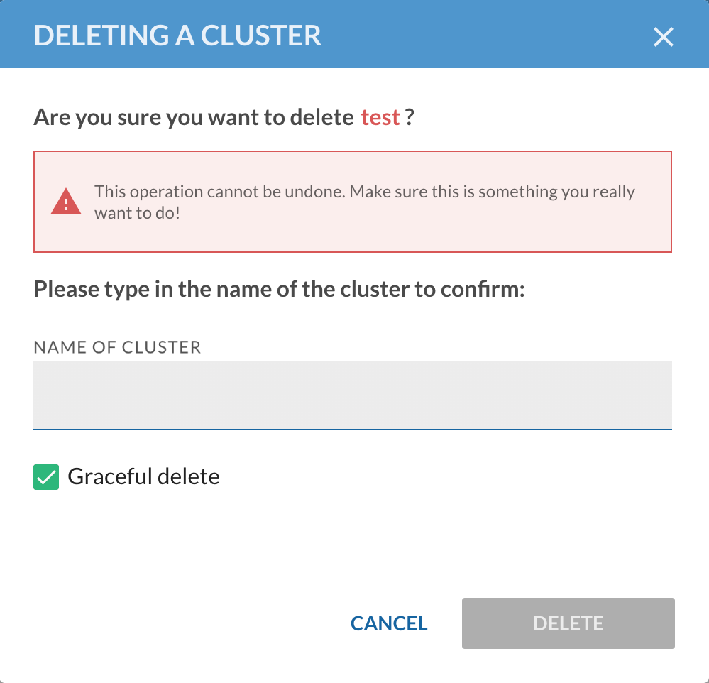 Delete cluster