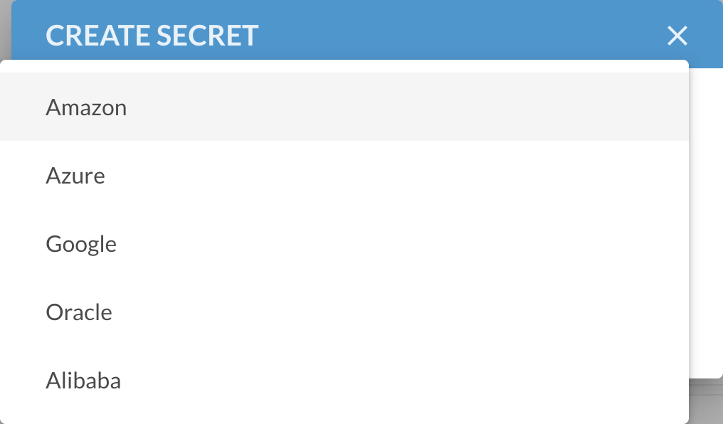 Select secret type