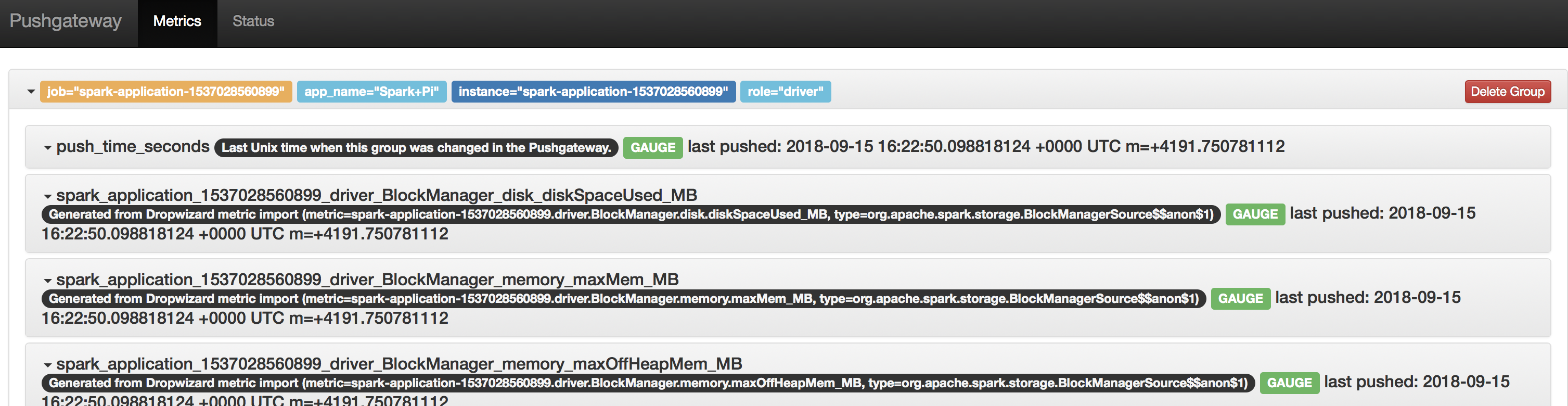 Spark metrics with original name